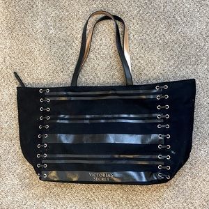 Victorias Secret black and rose tote